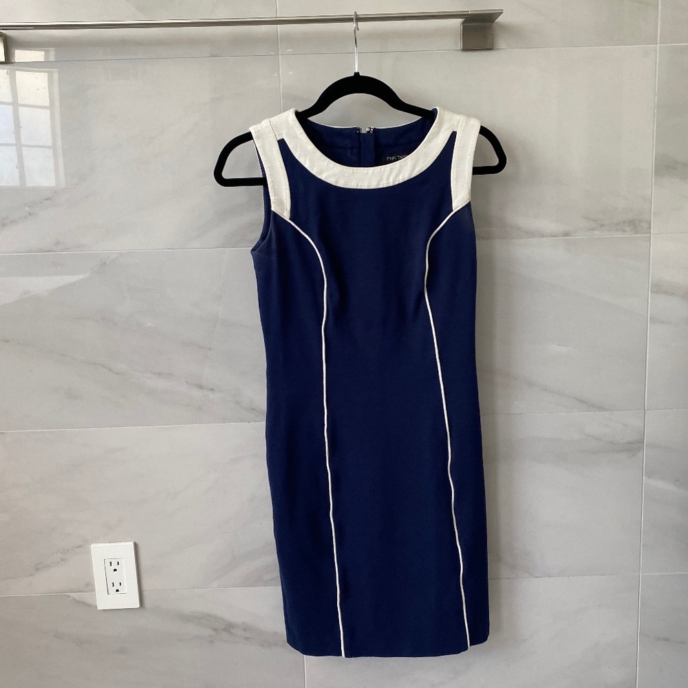 2/$16 Pink Tartan Navy/White Sheath Dress - Size XS
